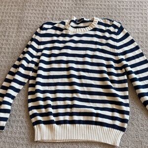 Brandy Melville Navy and Cream Striped Sweater